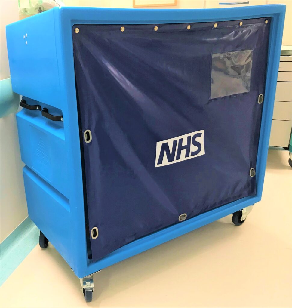 NHS Garment Trolley for hygienic transport of scrubs & uniforms