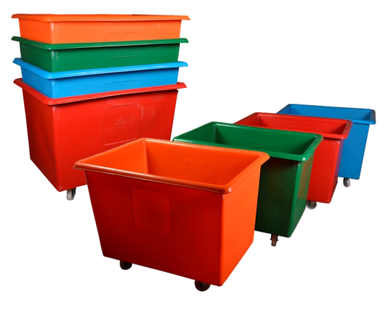 Bryant T011 moulded plastic Laundry Cart is tapered to nest/stack